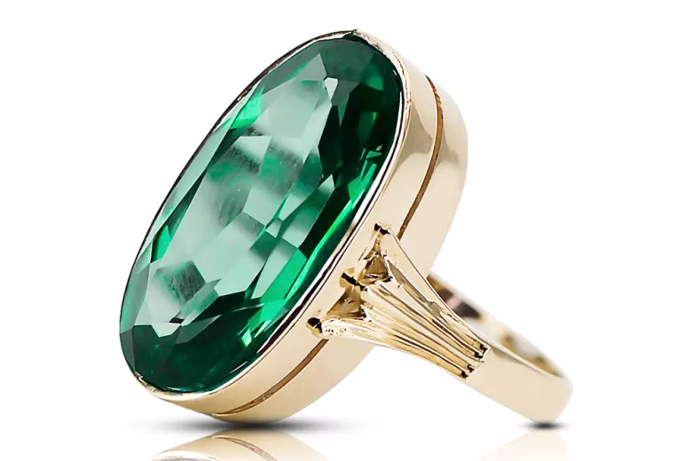 Smaragd 14 Karat Gelbgold Ring Vintage Stil vrc113y